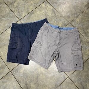 Polo Assn Mens 2 Cargo Bundles Shorts Gray Size 36 x 8.5 Inseam Casual Outdoor